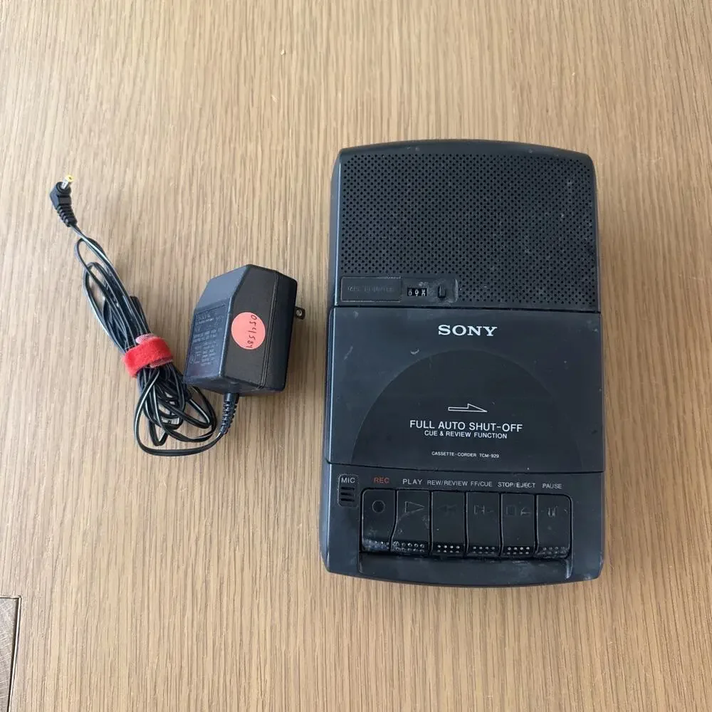Vintage Sony Cassette-Corder TCM-929 Tape Player Recorder, w/ AC Cord WORKING